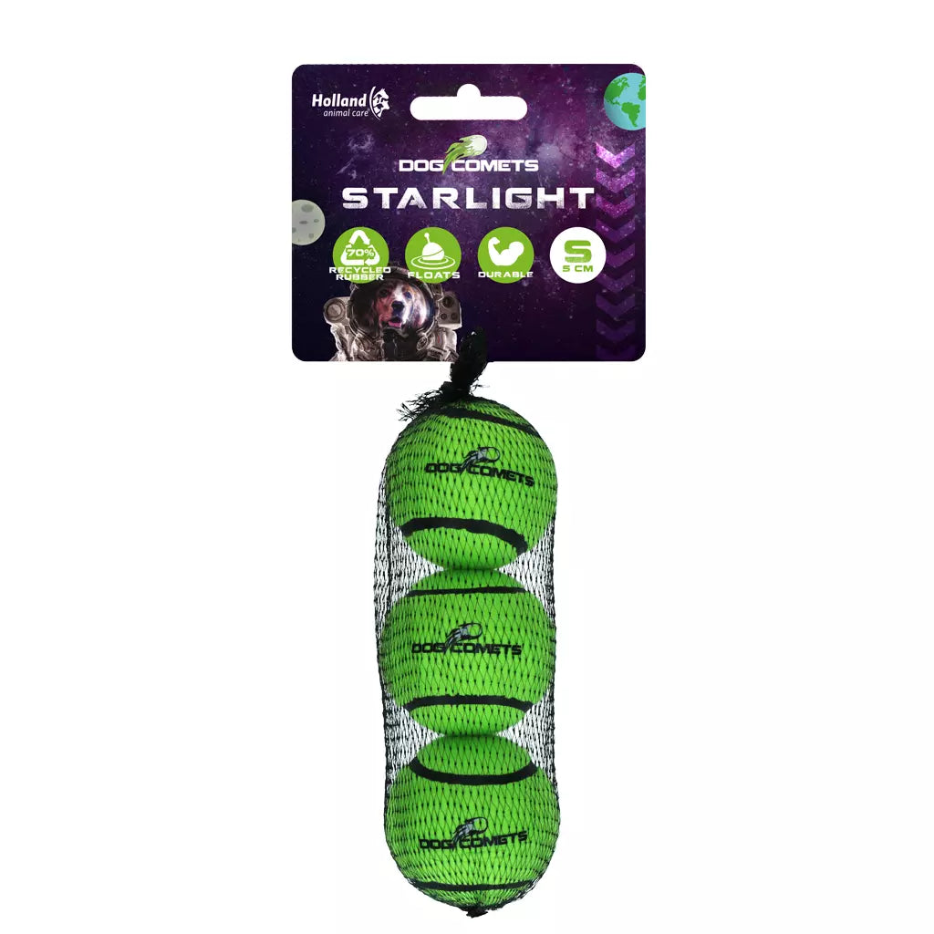 Dog Comets Tennisbal Starlight S Groen (3-pack)