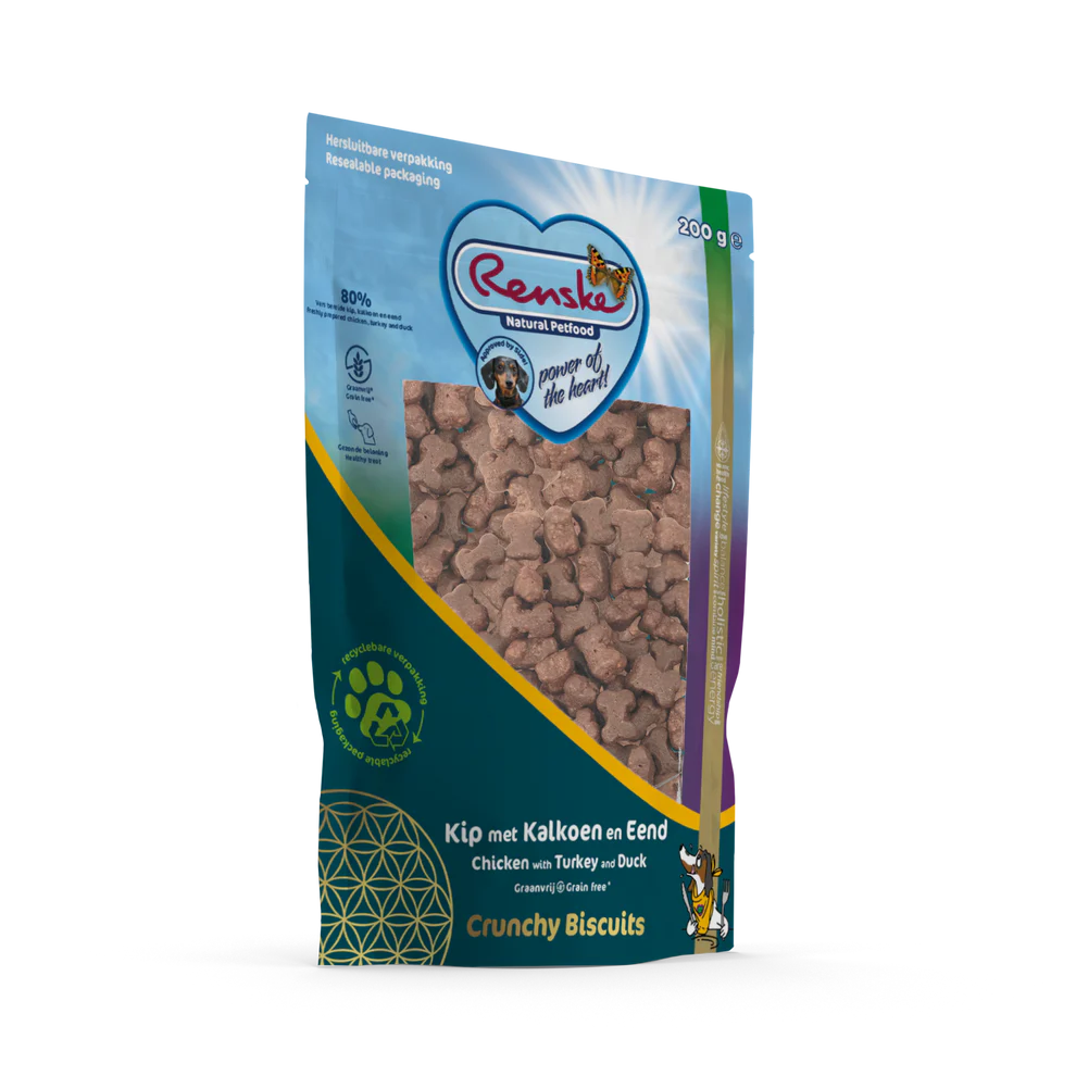 Renske Gez Bel Hnd Crunchy Kip met Kalkoen en Eend 200 gram
