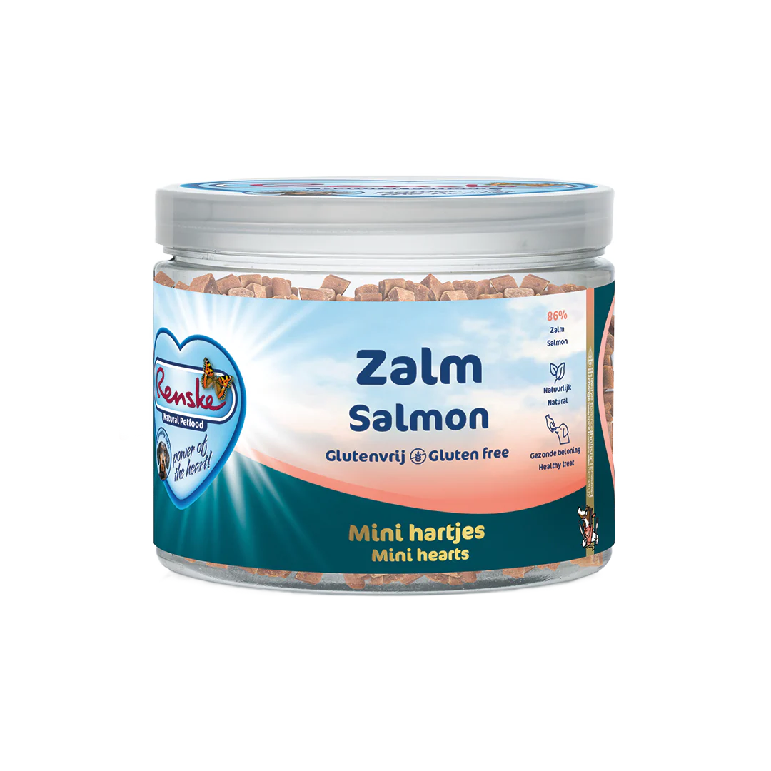 Renske Vlees Hartjes Zalm 100gr - Hond gezonde beloning