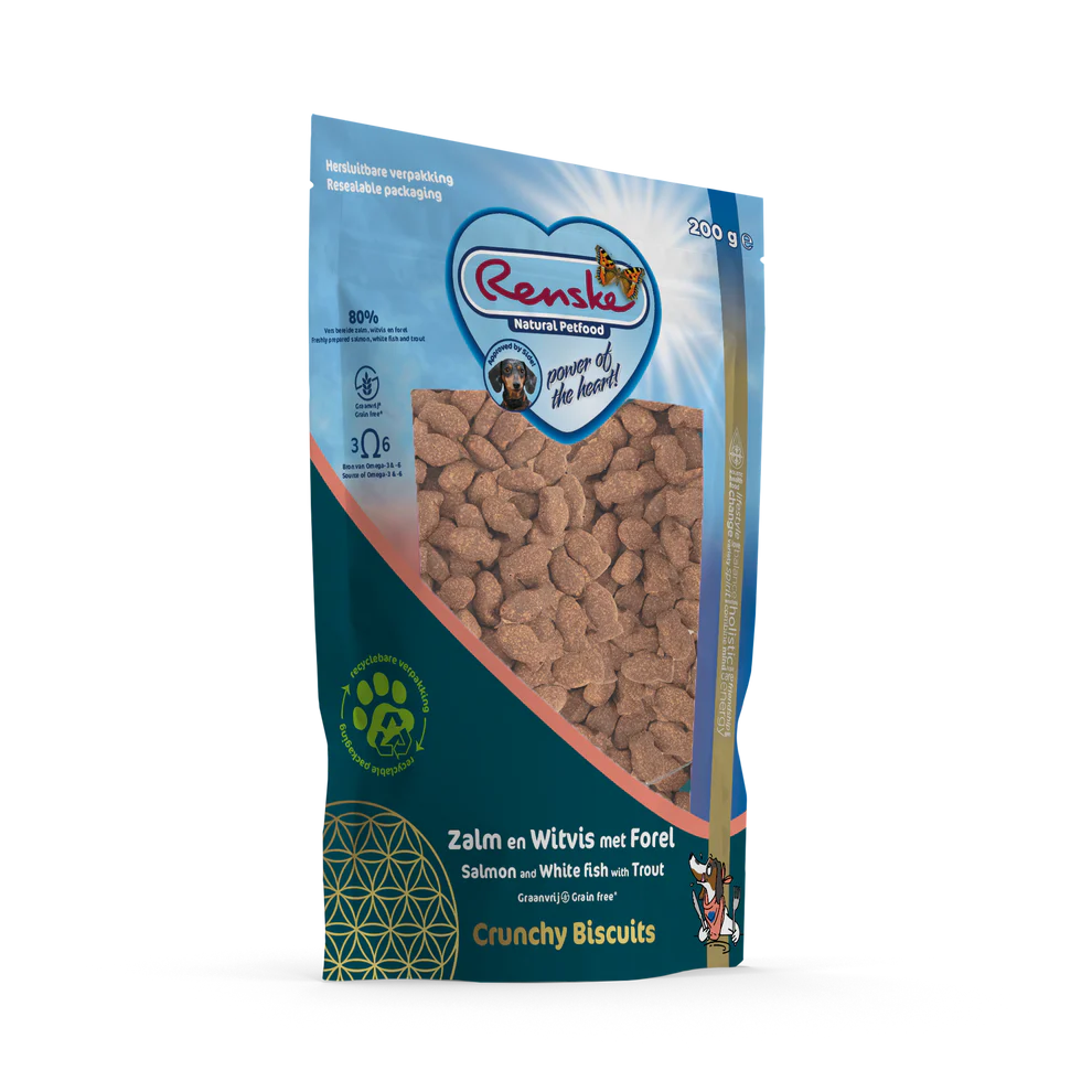 Renske Gez Bel Hnd Crunchy Zalm en Witvis met Forel 200 gram